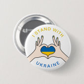 Ich stehe mit ukrainischem Nationalflaggenherz Button (Vorne & Hinten)