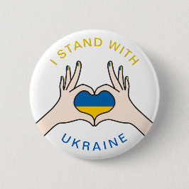 Ich stehe mit ukrainischem Nationalflaggenherz Button