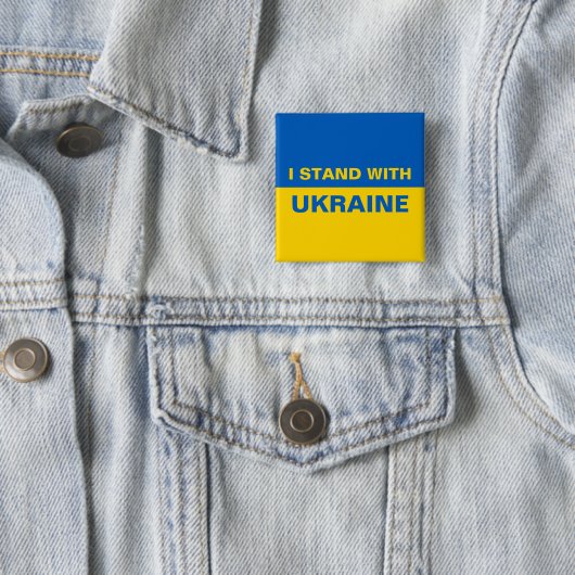 Ich stehe mit ukrainischer Flagge Button (Beispiel)