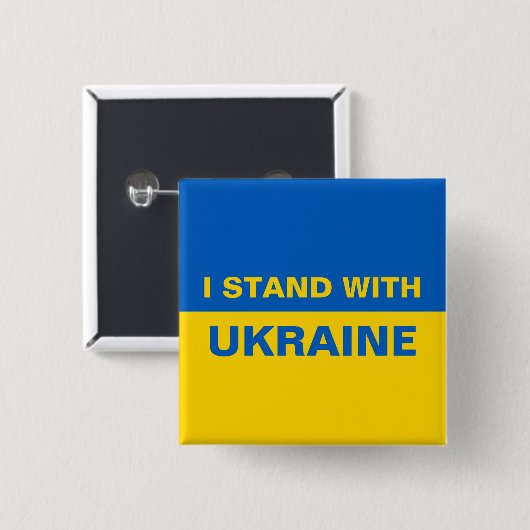Ich stehe mit ukrainischer Flagge Button (Vorne & Hinten)