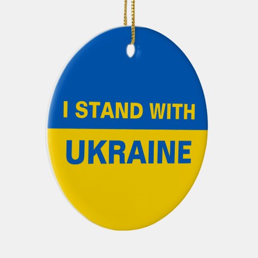 Ich stehe mit ukrainischer Flagge Keramik Ornament (Rechts)
