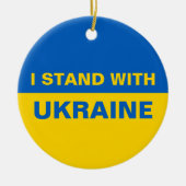 Ich stehe mit ukrainischer Flagge Keramik Ornament (Vorne)