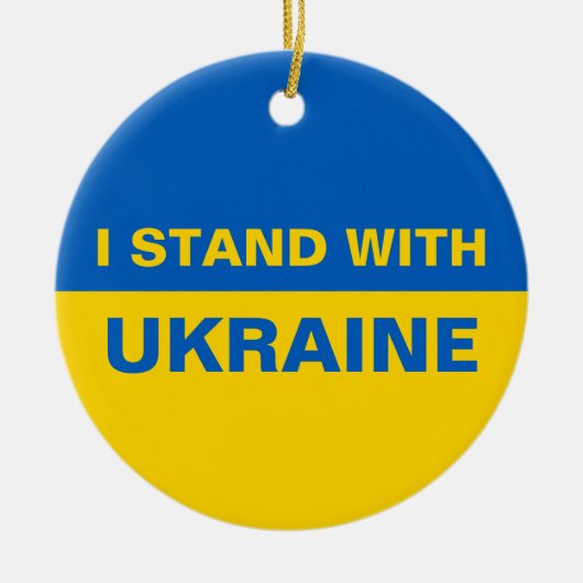 Ich stehe mit ukrainischer Flagge Keramik Ornament (Vorne)