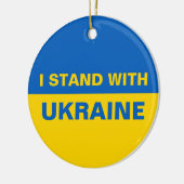 Ich stehe mit ukrainischer Flagge Keramik Ornament (Links)