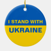 Ich stehe mit ukrainischer Flagge Keramik Ornament (Hinten)