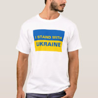 Ich stehe mit ukrainischer Flagge
