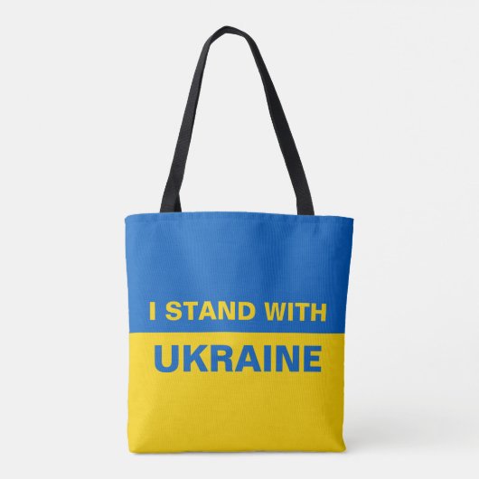 Ich stehe mit ukrainischer Flagge Tasche (Rückseite)