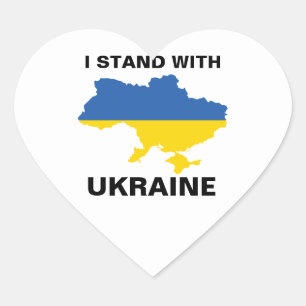 Ich stehe mit ukrainischer Flagge und Herz der Kar Herz-Aufkleber