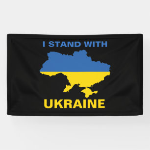 Ich stehe mit ukrainischer Flagge und Karte Banner