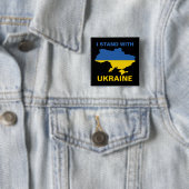 Ich stehe mit ukrainischer Flagge und Karte Button (Beispiel)