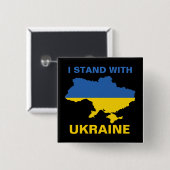 Ich stehe mit ukrainischer Flagge und Karte Button (Vorne & Hinten)