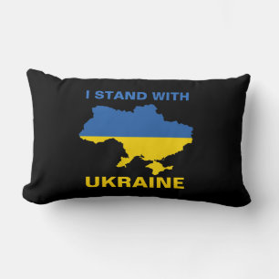 Ich stehe mit ukrainischer Flagge und Karte Lendenkissen