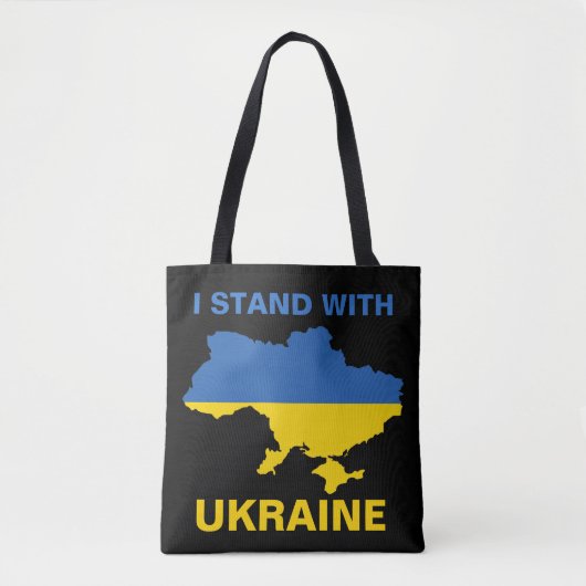 Ich stehe mit ukrainischer Flagge und Karte Tasche (Vorderseite)