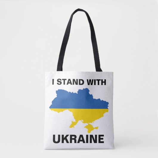Ich stehe mit ukrainischer Flagge und Tasche B (Vorderseite)