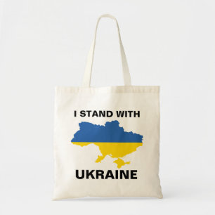 Ich stehe mit ukrainischer Flagge und Tasche B