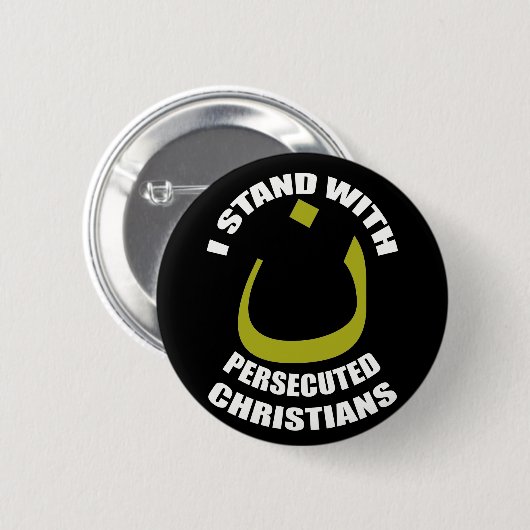 Ich stehe mit verfolgter Christ-Arabisch-Nonne Button (Vorne & Hinten)