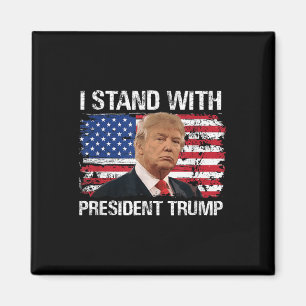 Ich stehe Präsident Trump unter amerikanischer Fla Magnet