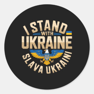 Ich stehe zu Ukraine Slava Ukraini Ehre der Ukrain Runder Aufkleber