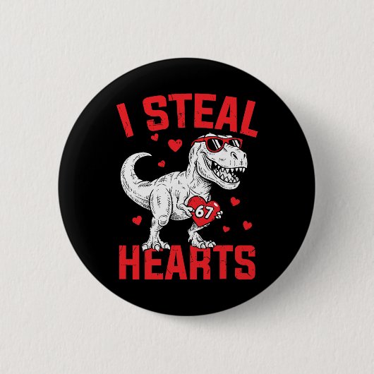 Ich stehle 67 Herzen Lustiger Sechs Sieben Valenti Button (Vorderseite)