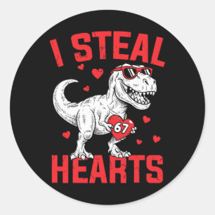 Ich stehle 67 Herzen Lustiger Sechs Sieben Valenti Runder Aufkleber
