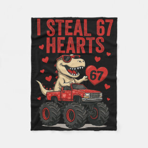 Ich stehle 67 Herzen T-Rex Dino Truck Six Seven Va Fleecedecke