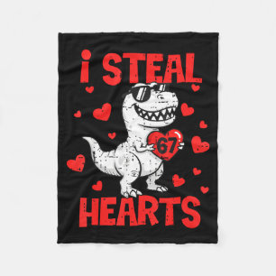 Ich stehle 67 Herzen T-Rex Six Seven Valentinstag  Fleecedecke