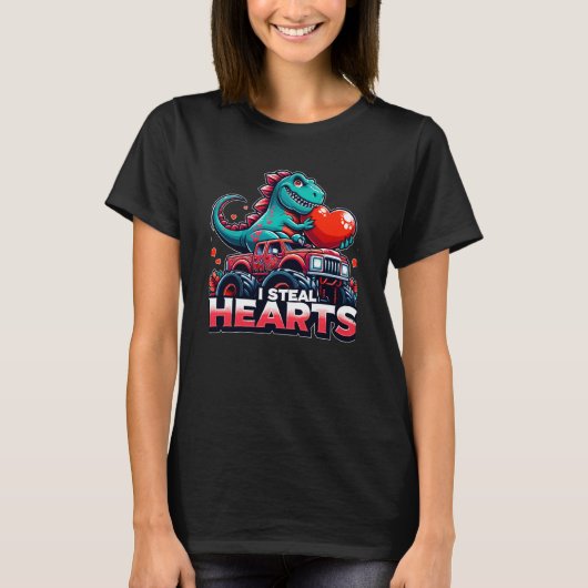 Ich stehle Hearts Dinosaur Valentine T-Shirt (Vorderseite)