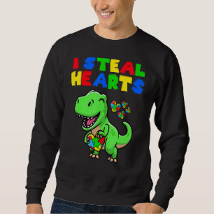 Ich stehle Herz Autismus Bewusstsein Puzzle T Rex  Sweatshirt