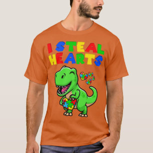 Ich stehle Herz Autismus Bewusstsein Puzzle T Rex  T-Shirt
