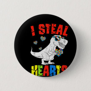 Ich stehle Herz Dinosaur Autismus Bewusstsein Klei Button