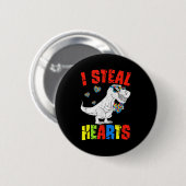 Ich stehle Herz Dinosaur Autismus Bewusstsein Klei Button (Vorne & Hinten)