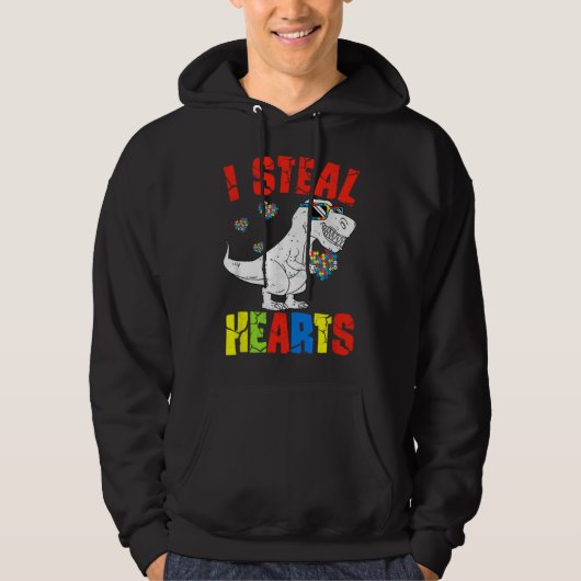Ich stehle Herz Dinosaur Autismus Bewusstsein Klei Hoodie (Vorderseite)