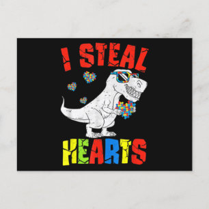 Ich stehle Herz Dinosaur Autismus Bewusstsein Klei Postkarte