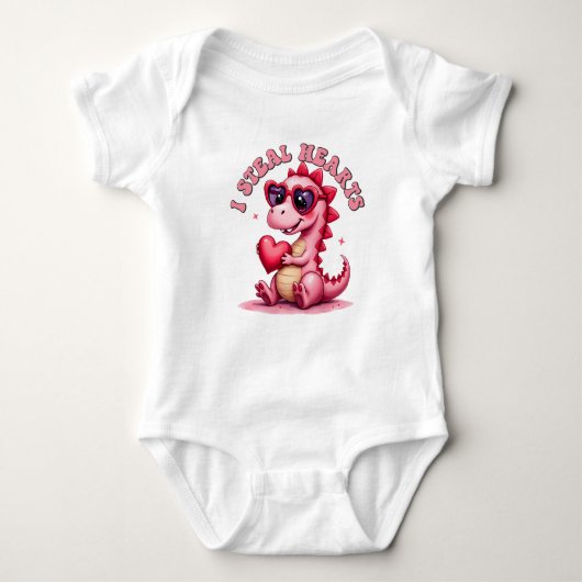 Ich stehle Herz, Dinosaurier-Baby-Shirt Baby Strampler (Vorderseite)