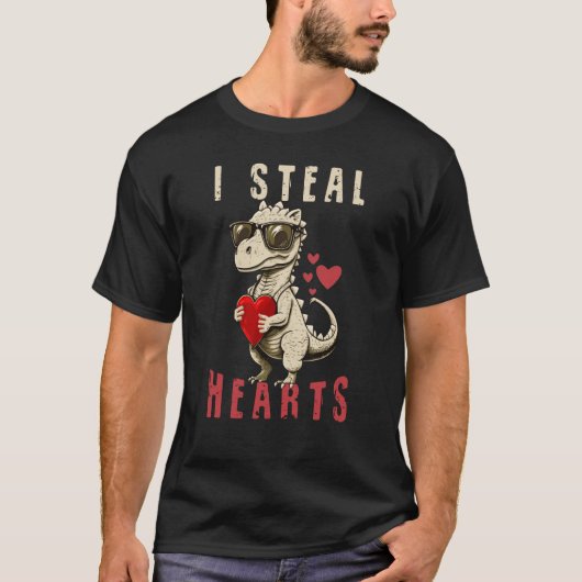 Ich stehle Herz Dinosaurier Valentinstag Rex T-Shirt (Vorderseite)