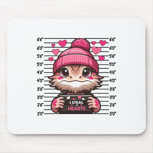 Ich stehle Herz Niedlich Bartdrache Mugshot Valent Mousepad (Vorne)