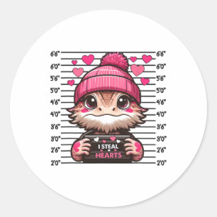 Ich stehle Herz Niedlich Bartdrache Mugshot Valent Runder Aufkleber