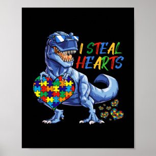 Ich stehle Herz Puzzle Autismus Bewusstsein Dinosa Poster