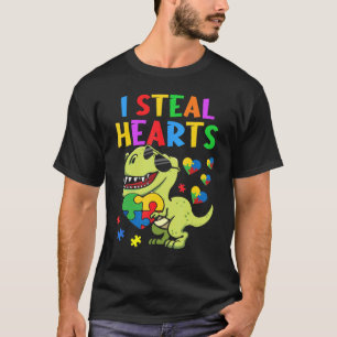 Ich stehle Herz Puzzle Autismus Bewusstsein T Rex T-Shirt