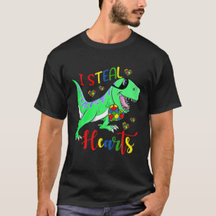 Ich stehle Herz Puzzle Autismus Bewusstsein T Rex T-Shirt