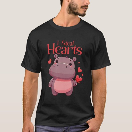 Ich stehle Herz Pygmie Hippopotamus T-Shirt (Vorderseite)