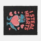 Ich stehle Herz T Rex Dinosaurier Valentinstag Fleecedecke (Vorderseite (Horizontal))