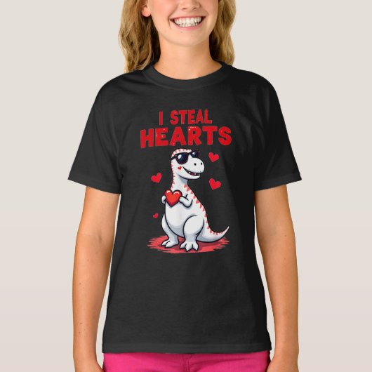 Ich stehle Herz Trex Dino Valentinstag T-Shirt (Vorderseite)