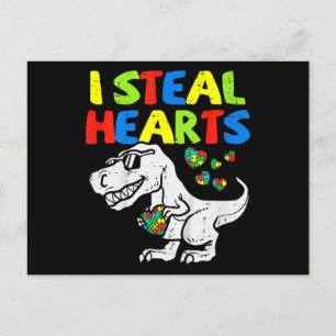 Ich stehle Herz Trex Dinosaur Kinder Jungen Autism Postkarte