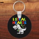 Ich stehle Herz Trex Dinosaur Kinder Jungen Autism Schlüsselanhänger (Vorderseite)