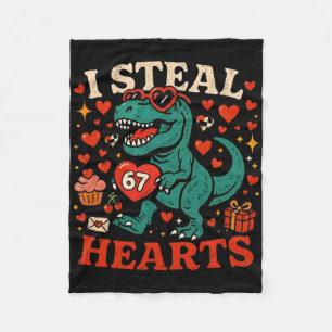 Ich stehle Herzen 67 Lustiger Valentins-T-Rex-Dino Fleecedecke