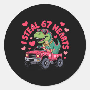 Ich stehle Herzen 67 T-Rex Valentinstag Lustig 6 7 Runder Aufkleber