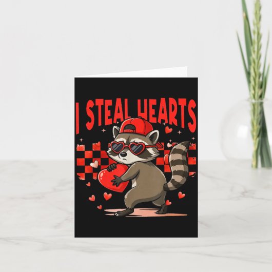 Ich stehle Herzen Design Waschbär Valentinstag Ret Karte (Vorderseite)
