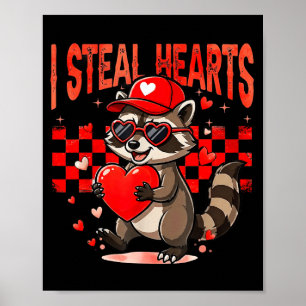 Ich stehle Herzen Design Waschbär Valentinstag Ret Poster