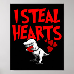 Ich stehle Herzen Dino T-Rex Valentinstag Kinder Poster